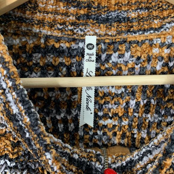 Leo & Nicole Medium Mock Turtle Neck Zip Sweater Medium Brown - Picture 4 of 5